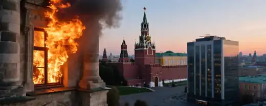 Пламя охватило административный корпус в самом сердце столицы