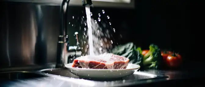 Риск перекрестного загрязнения на кухне из-за привычки мыть мясо под проточной водой